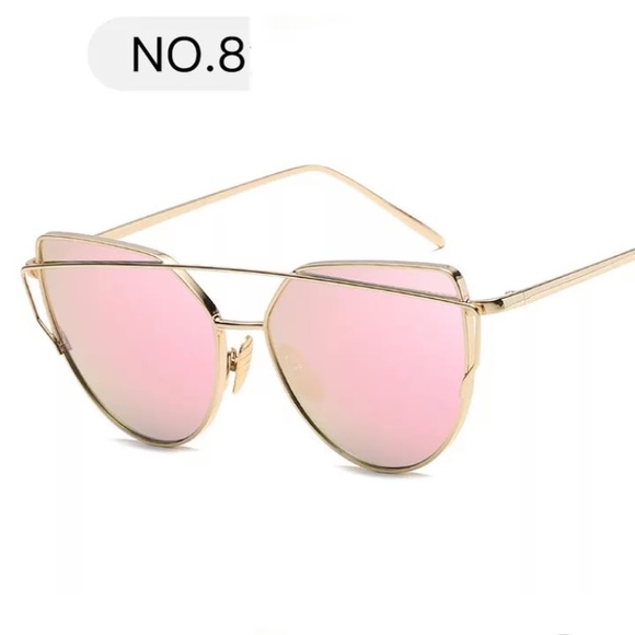 Rose Gold Pink Mirrored Aviators Sunglasses - Picture 3 of 8